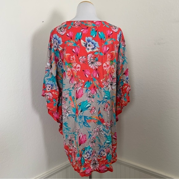Tolani Collection Narissa Colorful Floral Caftan Tunic Top Womens M Art Modal - Picture 13 of 16